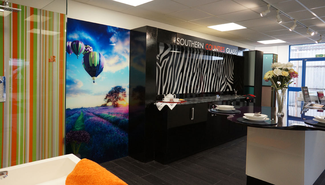 print on glass showroom